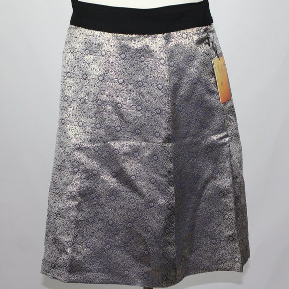 NWT Narciso Rodriguez x Design Nation Women's Skirt 6 Jacquard Gold Metallic - Picture 3 of 9